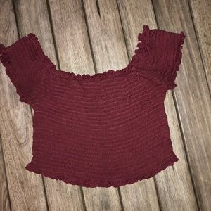 ribbed Burgundy off shoulder